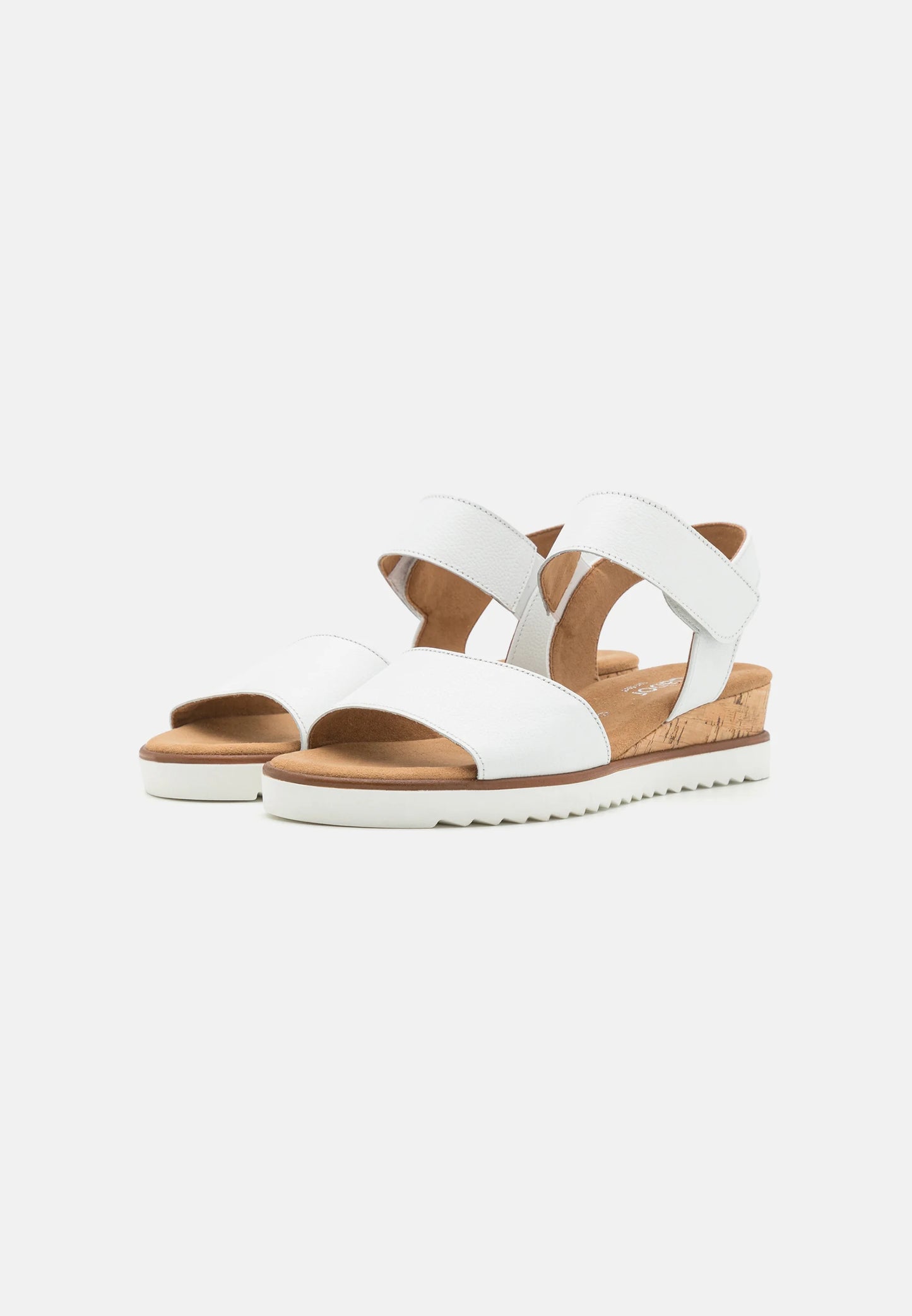 Hvid skind sandal med kilehæl Gabor