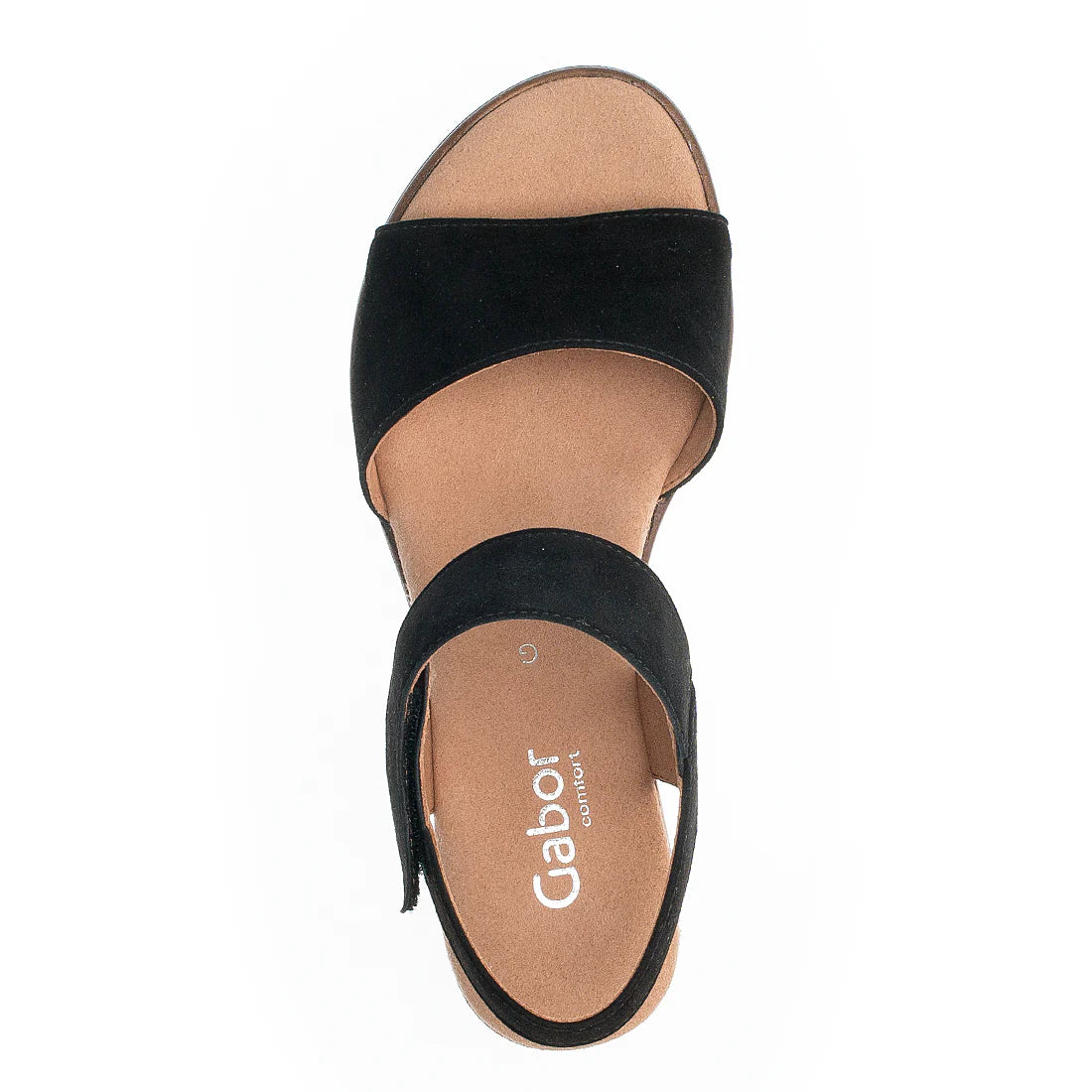 Sort ruskinds sandal med kilehæl gabor