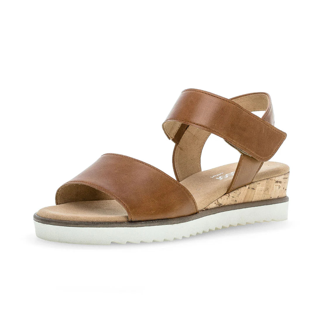 Camel skind sandal med kilehæl Gabor