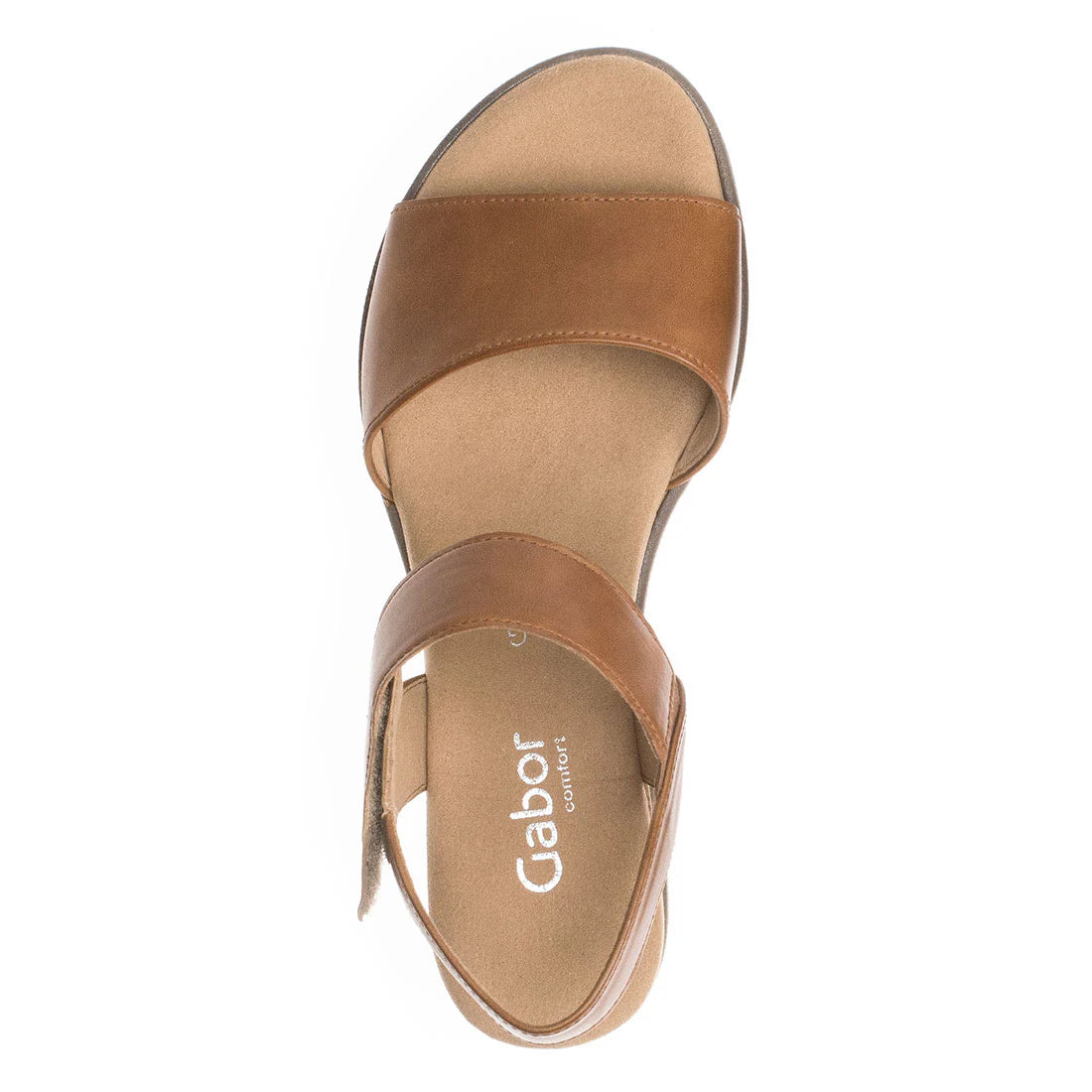 Camel skind sandal med kilehæl Gabor