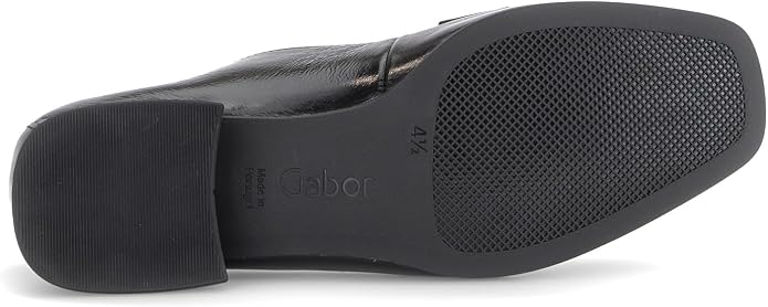Sort loafer med laklæder og blokhæl Gabor