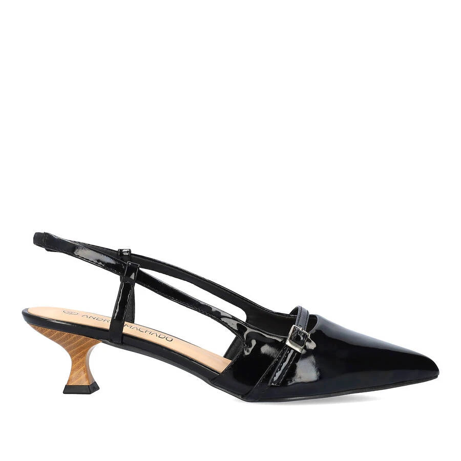 Sort lak slingback pump Andres Machado