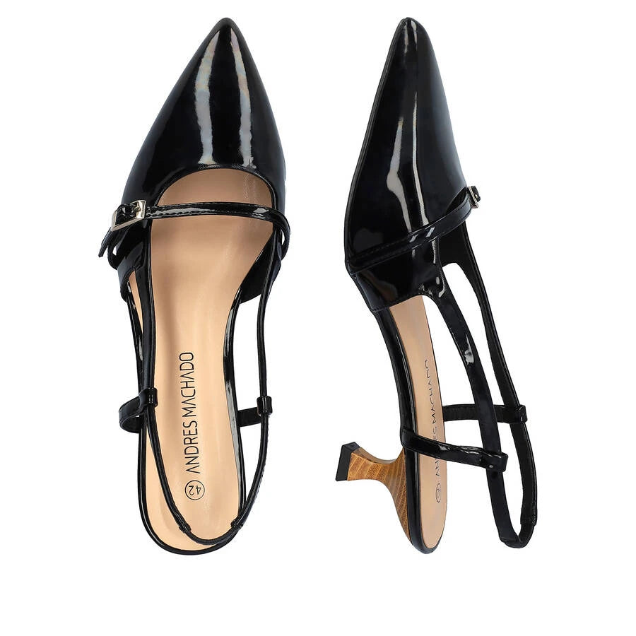 Sort lak slingback pump Andres Machado