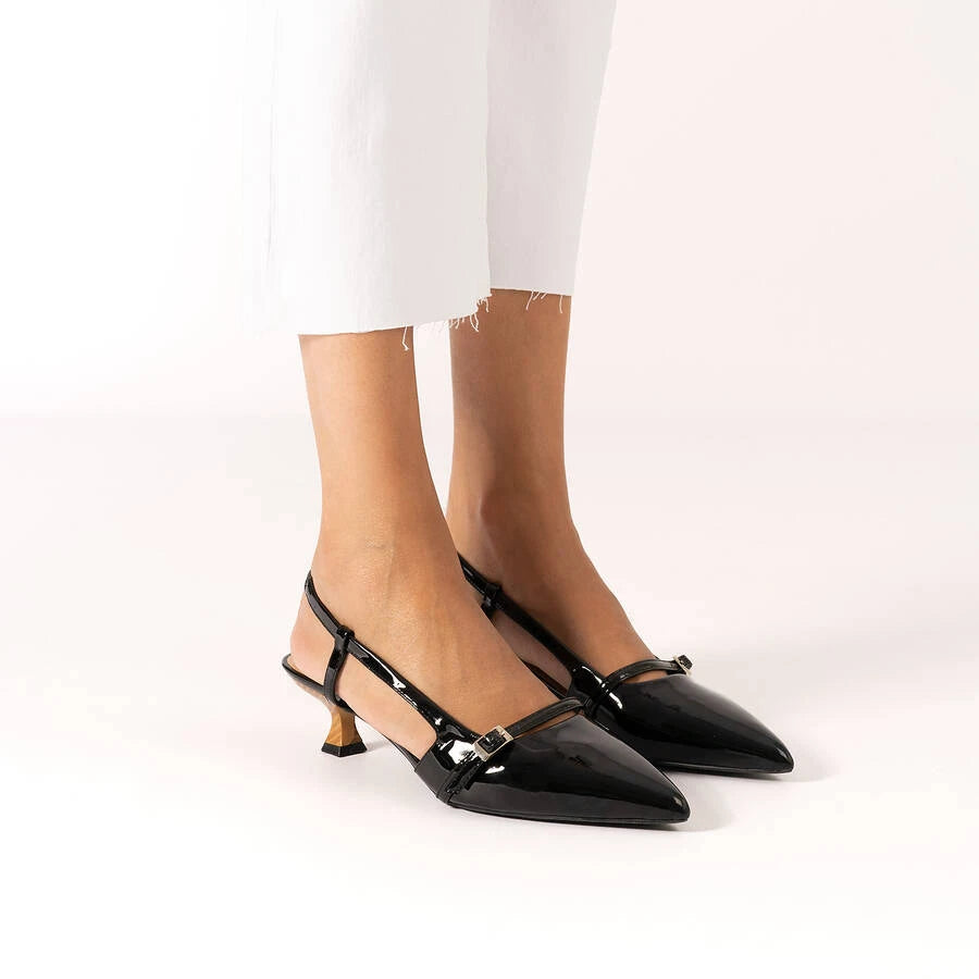 Sort lak slingback pump Andres Machado